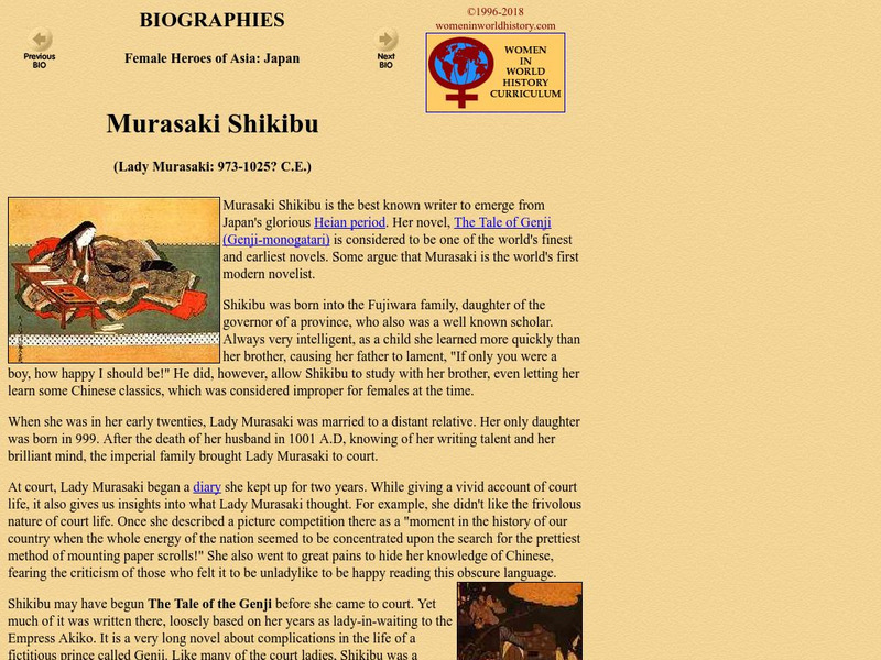 Women in World History Curriculum/murasaki Shikibu Website