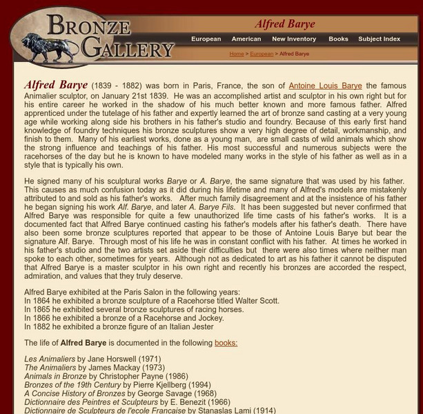 The Bronze Gallery: Alfred Braye Handout The Bronze Gallery: Alfred Braye Handout