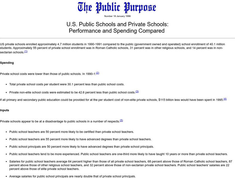 Public Purpose: Spending and Performance Compared Handout Public Purpose: Spending and Performance Compared Handout