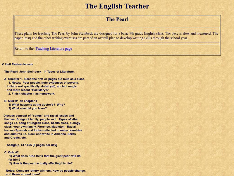 Teacher2 b.com: The Pearl Lesson Plan