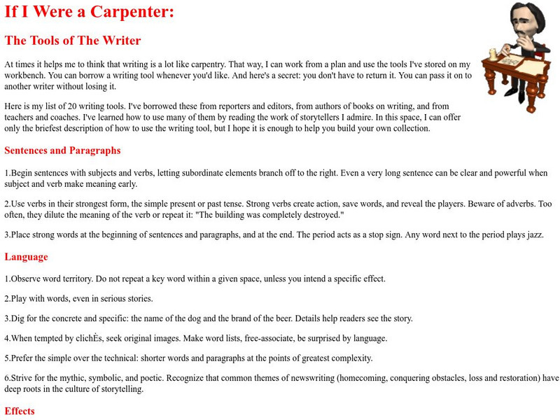 If I Were a Carpenter: The Tools of the Writer Activity If I Were a Carpenter: The Tools of the Writer Activity