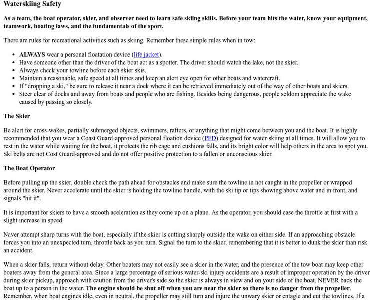 Sac delta.com: Waterskiing Safety Activity