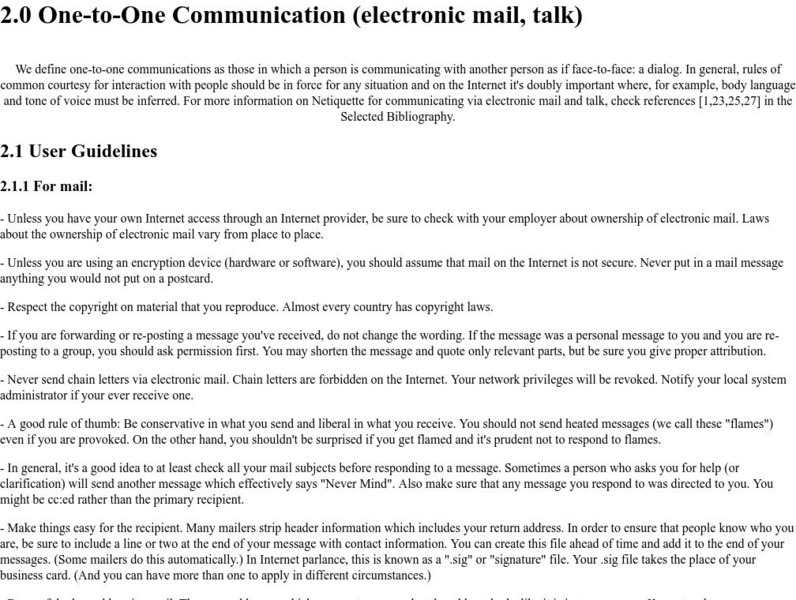 Personal Site: One to One Communication Article Personal Site: One to One Communication Article