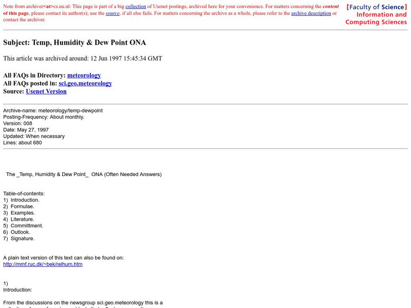 Ics: Temperature, Humidity, and Dew Point Website Ics: Temperature, Humidity, and Dew Point Website