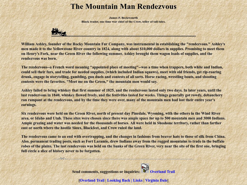 Overland Trail: The Mountain Man Rendevous Activity