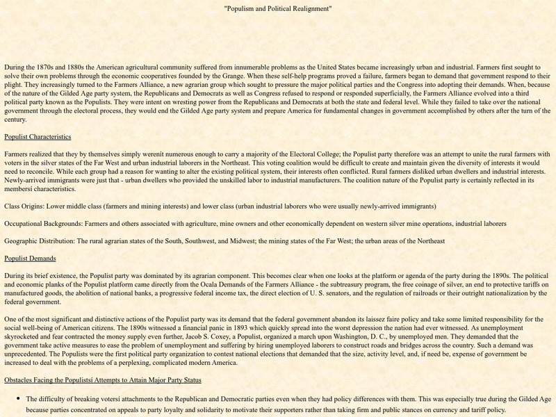 Austin Community Coll.: Populism & Political Realignment Handout