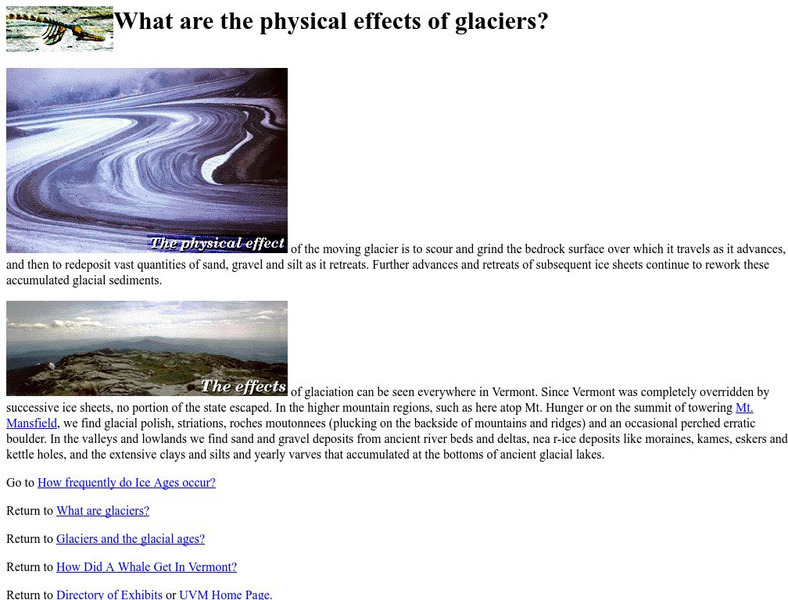 University of Vermont: What Are the Physical Effects of Glaciers? Handout University of Vermont: What Are the Physical Effects of Glaciers? Handout