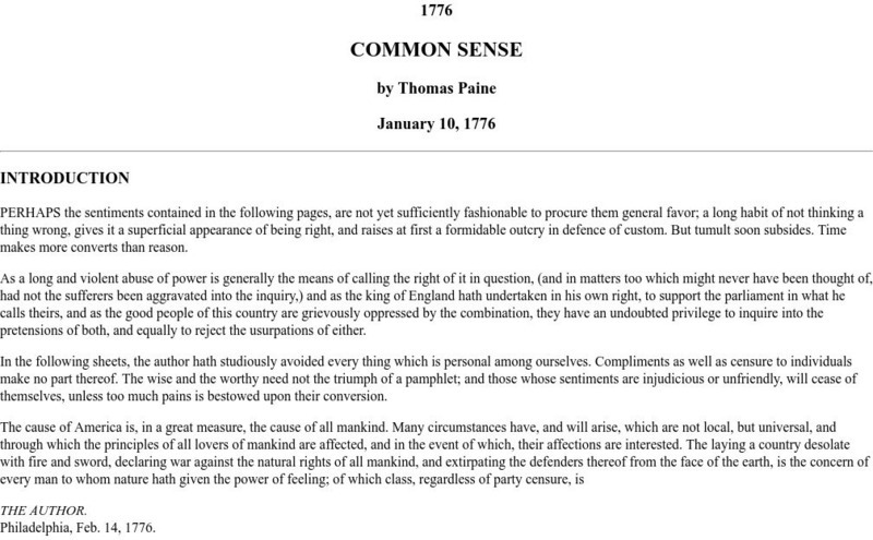 Common Sense Complete Text eBook Common Sense Complete Text eBook