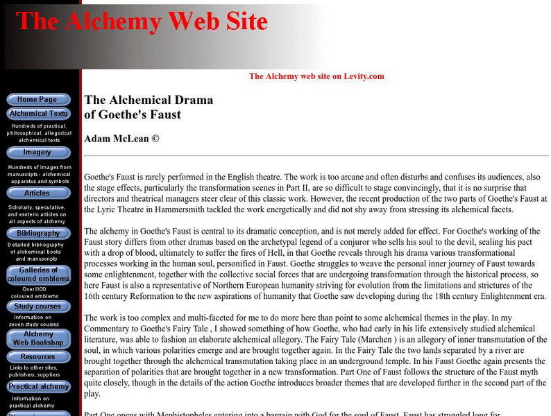 The Alchemical Drama of Goethe's Faust Website