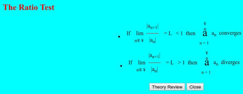 Old Dominion Univ.: The Ratio Test Activity Old Dominion Univ.: The Ratio Test Activity