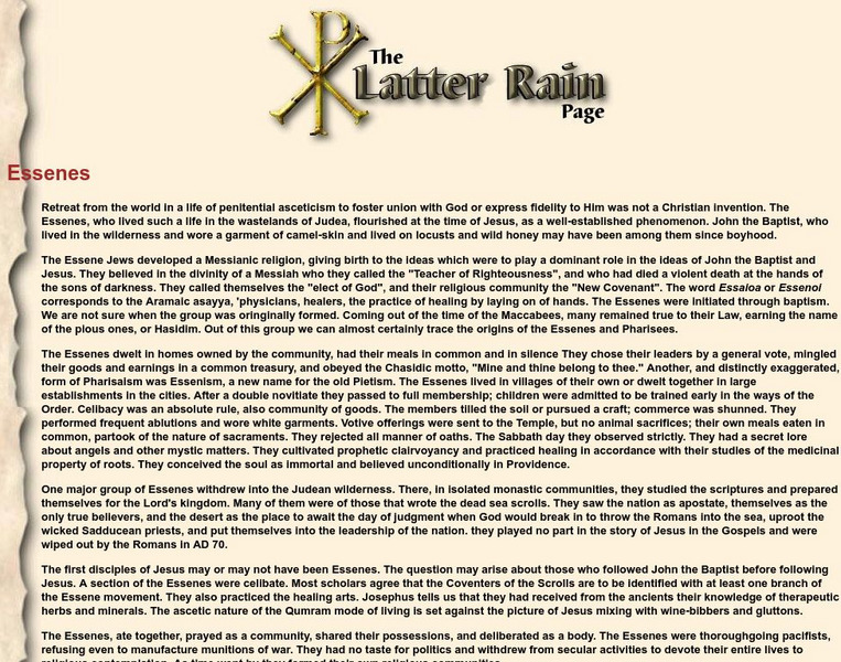 The Latter Rain: Essenes Handout The Latter Rain: Essenes Handout