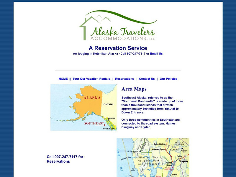 Alaska Travelers Accomm.: Area Map, Southeast Alaska Website