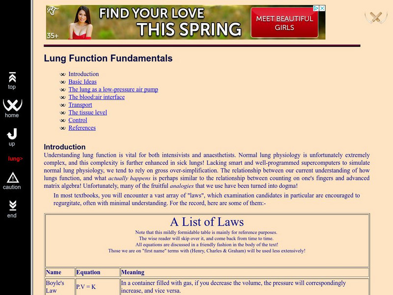 The World Wide Anaestheist: Lung Function Fundamentals Handout The World Wide Anaestheist: Lung Function Fundamentals Handout