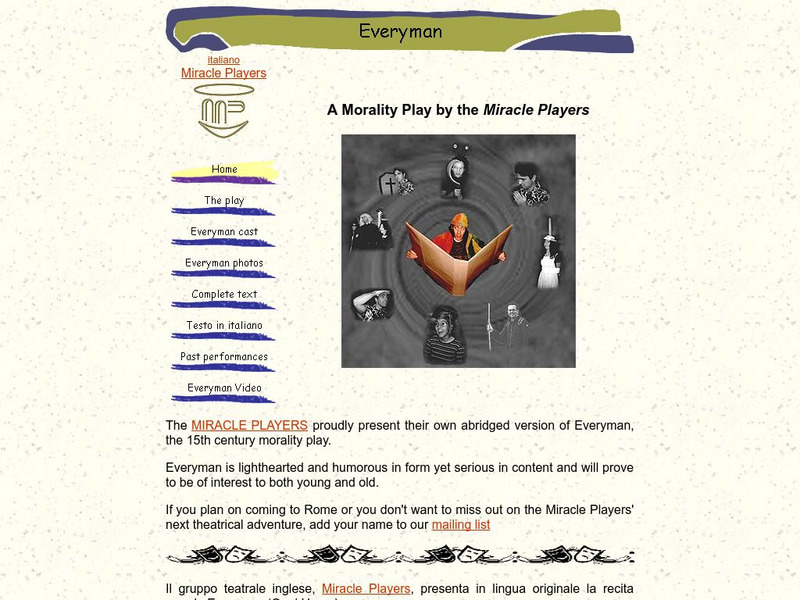 Miracle Players: "Everyman" [Text and Synopsis] Website