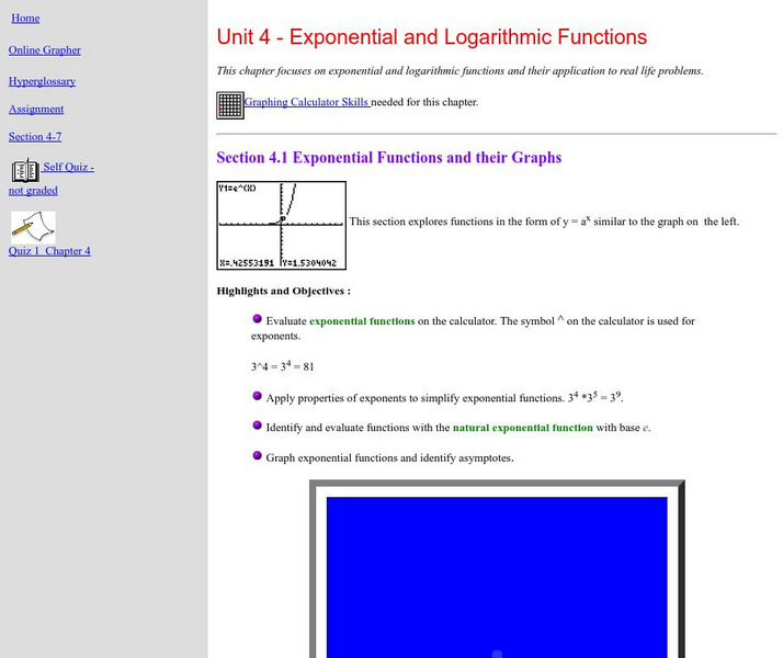Distance Math: Exponential and Logarithmic Functions Activity