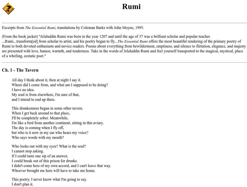 Excerpts From "The Essential Rumi" eBook Excerpts From "The Essential Rumi" eBook