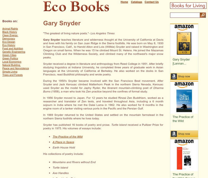 Eco Books: Gary Snyder Website Eco Books: Gary Snyder Website