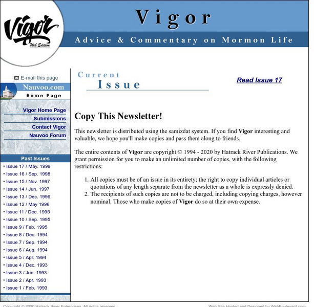 Vigor Web Edition: Advice & Commentary on Mormon Life Website Vigor Web Edition: Advice & Commentary on Mormon Life Website