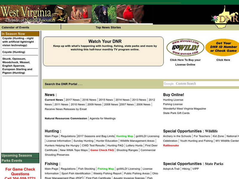 West Virginia Division of Natural Resources Website West Virginia Division of Natural Resources Website