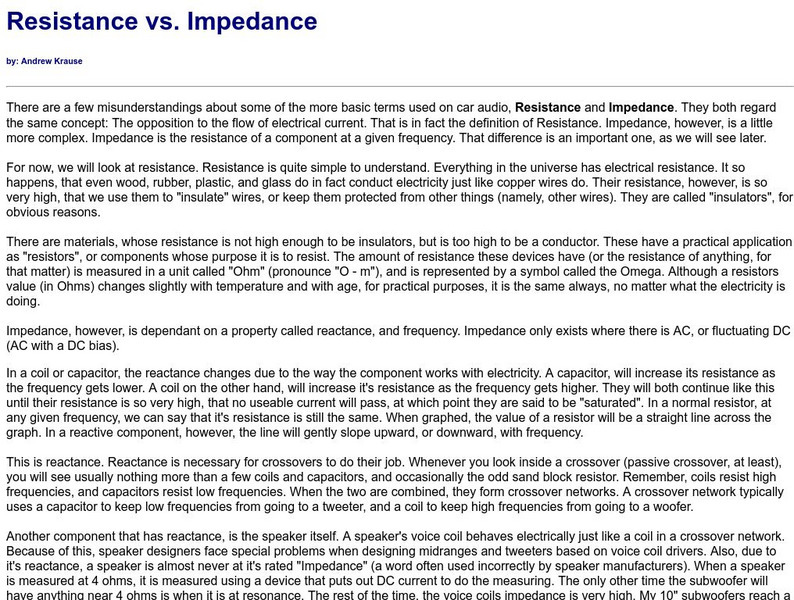 Team Rocs: Resistance vs. Impedance Handout Team Rocs: Resistance vs. Impedance Handout
