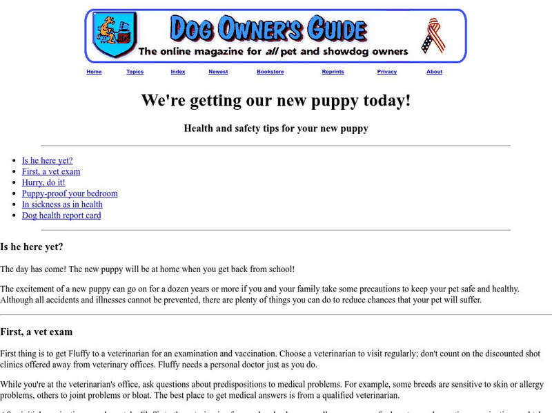 Dog Owner's Guide: We're Getting Our New Puppy Today! Handout Dog Owner's Guide: We're Getting Our New Puppy Today! Handout