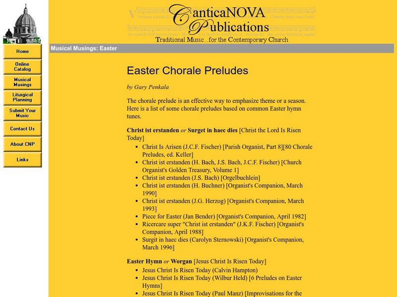 Easter Chorale Preludes Article Easter Chorale Preludes Article