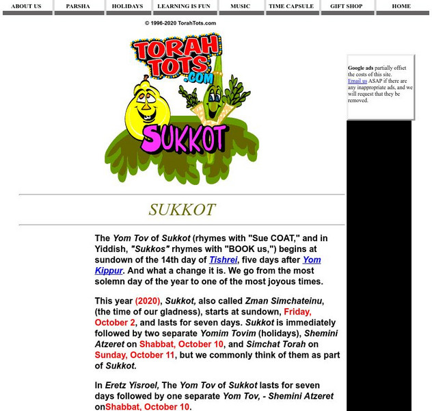 Torah Tots: Sukkot Website Torah Tots: Sukkot Website