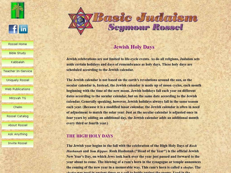 Basic Judaism: Jewish Holy Days Website Basic Judaism: Jewish Holy Days Website