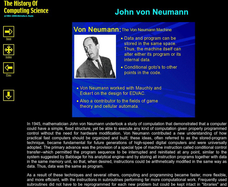 History of Computing Science: John Von Neumann Article History of Computing Science: John Von Neumann Article