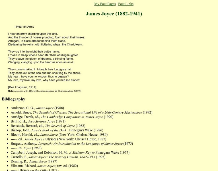 Twentieth Century Poetry in English: James Joyce Website Twentieth Century Poetry in English: James Joyce Website
