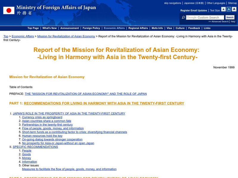 Report of the Mission for Revitalization of Asian Economy Article Report of the Mission for Revitalization of Asian Economy Article