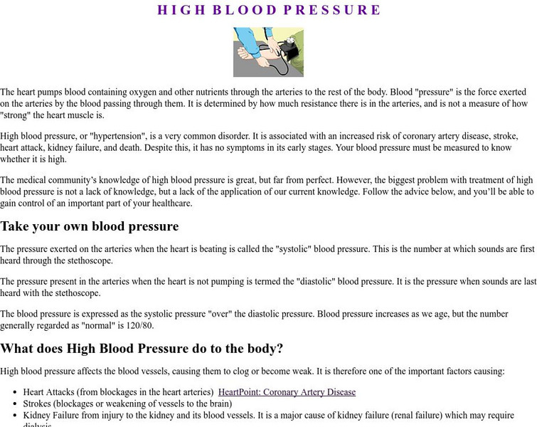 Heart Point: Regulation of Blood Pressure Handout Heart Point: Regulation of Blood Pressure Handout