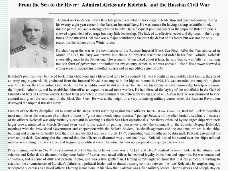 From the Sea to the River Admiral Aleksandr Kolchak & R Website From the Sea to the River Admiral Aleksandr Kolchak & R Website