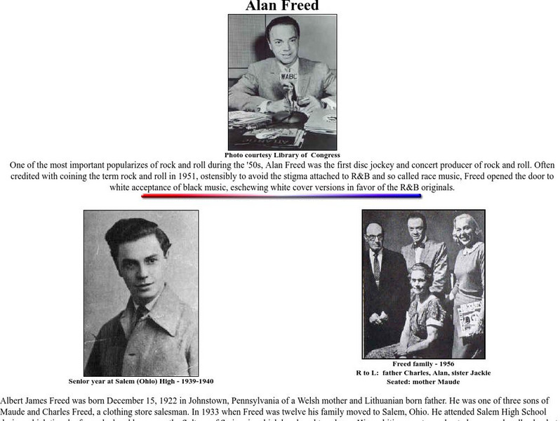 History of Rock 'N' Roll: Alan Freed Handout History of Rock 'N' Roll: Alan Freed Handout