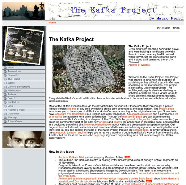 The Kafka Project: Homepage Website The Kafka Project: Homepage Website