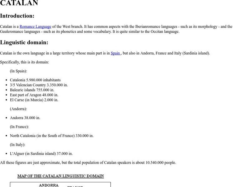 Catalan Language Introductory Page Website