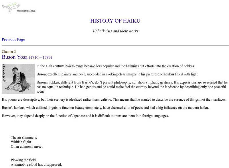 History of Haiku: Yosa Buson Website History of Haiku: Yosa Buson Website