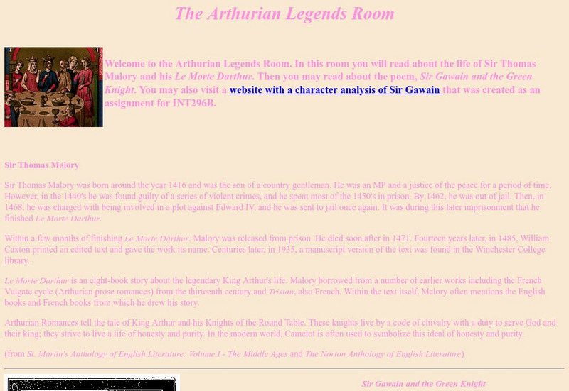 The Arthurian Legends Room/malory Website