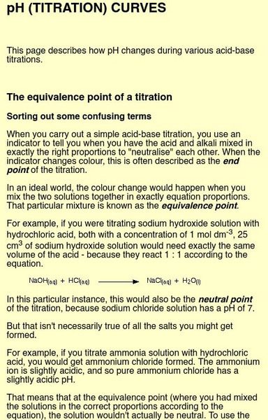Chemguide: P H Curves (Titration Curves) Handout Chemguide: P H Curves (Titration Curves) Handout