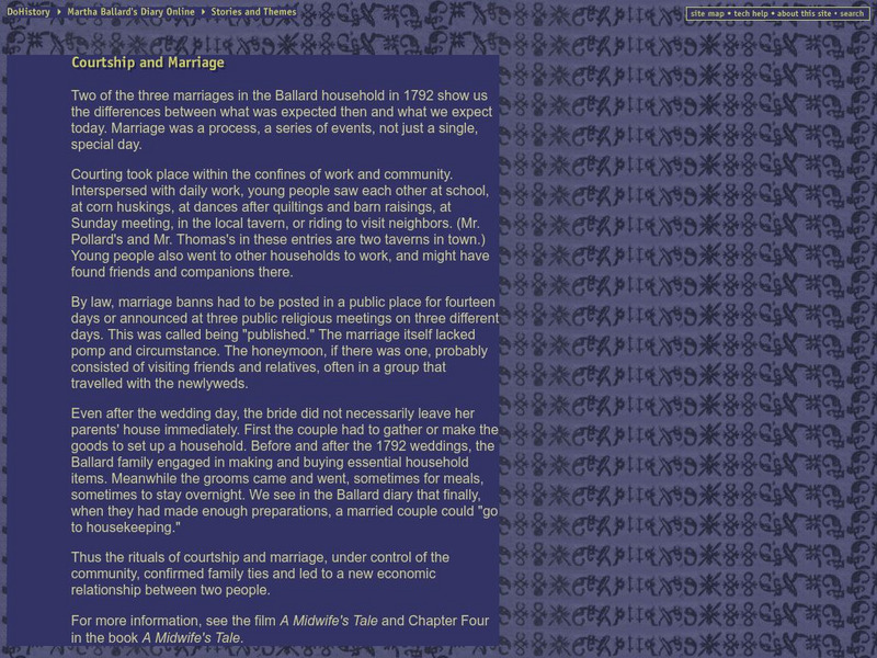Mary Ballard's Diary on Line: Courtship and Marriage Handout Mary Ballard's Diary on Line: Courtship and Marriage Handout