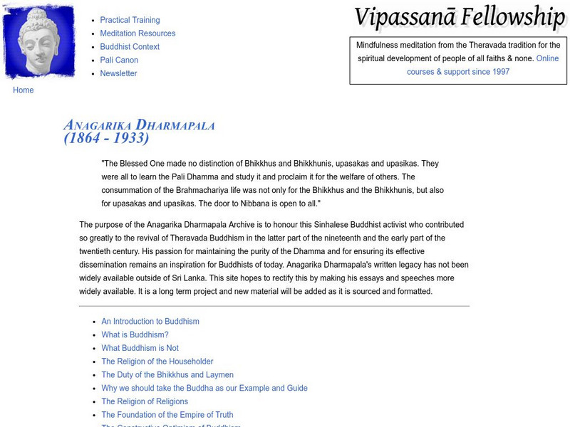 Namo Buddhaya: The Anagarika Dharmapala Archive Website