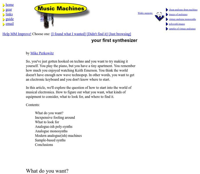 Music Machines: Your First Synthesizer Article Music Machines: Your First Synthesizer Article
