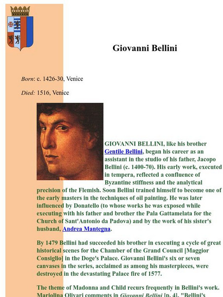 Boglewood Group: Giovanni Bellini Handout Boglewood Group: Giovanni Bellini Handout
