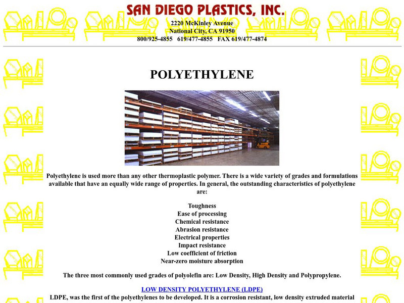 San diego plastics inc polyethylene website for 9th 10th grade