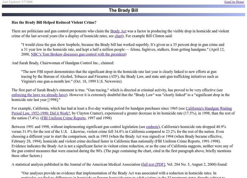 The Brady Bill and Violent Crime Handout The Brady Bill and Violent Crime Handout
