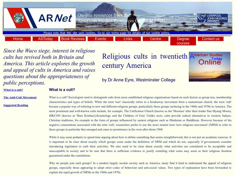 American Studies Today: Religious Cults in Twentieth Century America Article