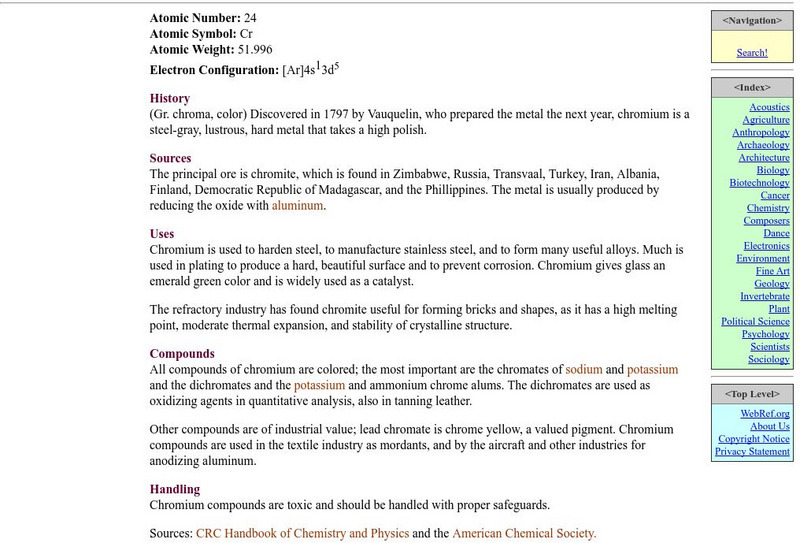 Web ref.org: Chromium Handout Web ref.org: Chromium Handout