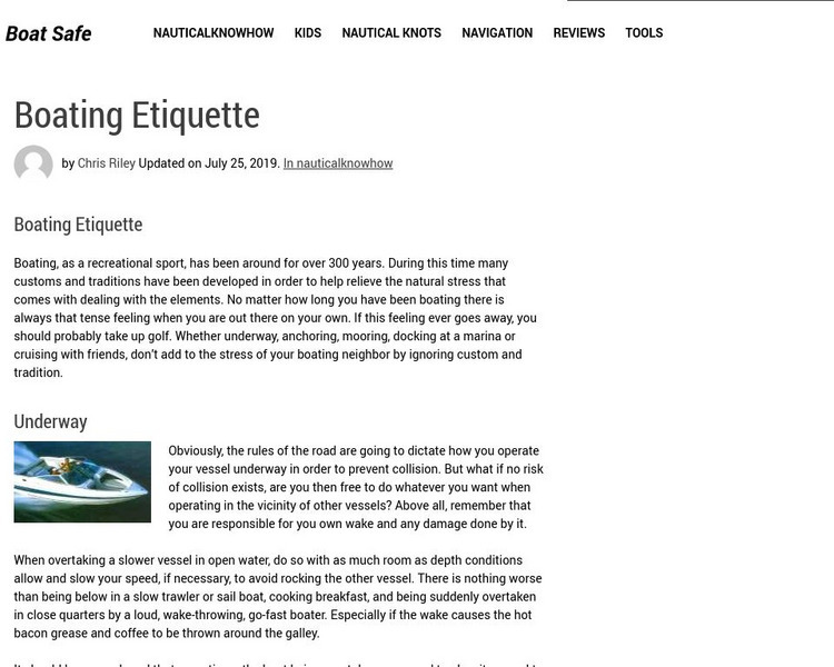 Boatsafe.com: Boating Etiquette Website Boatsafe.com: Boating Etiquette Website