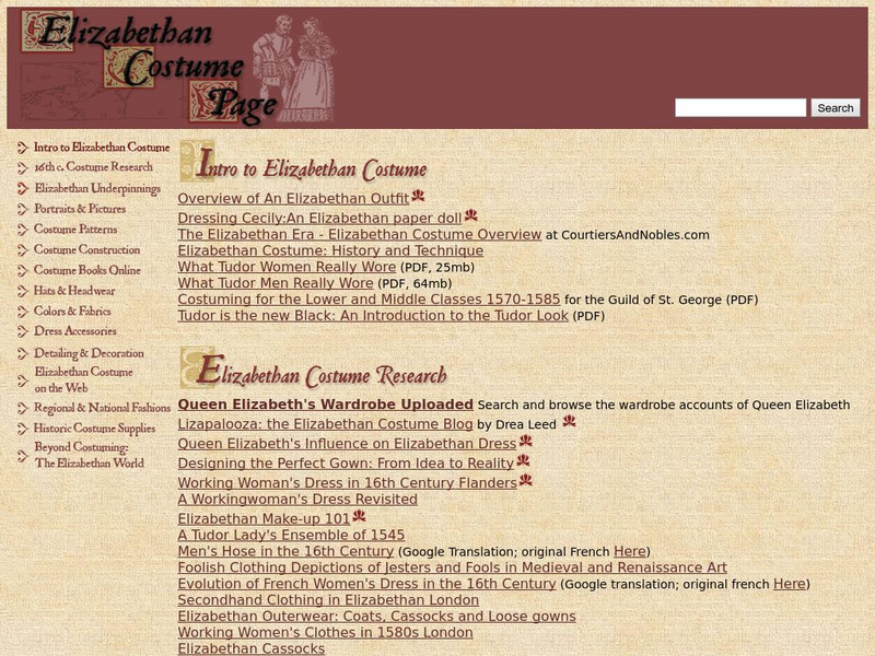 Elizabethan Costuming Page Website Elizabethan Costuming Page Website