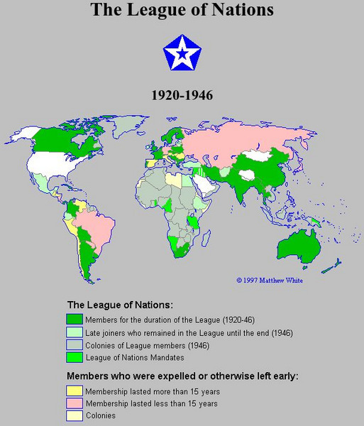 League of Nations: 1920 1946 Map Graphic League of Nations: 1920 1946 Map Graphic